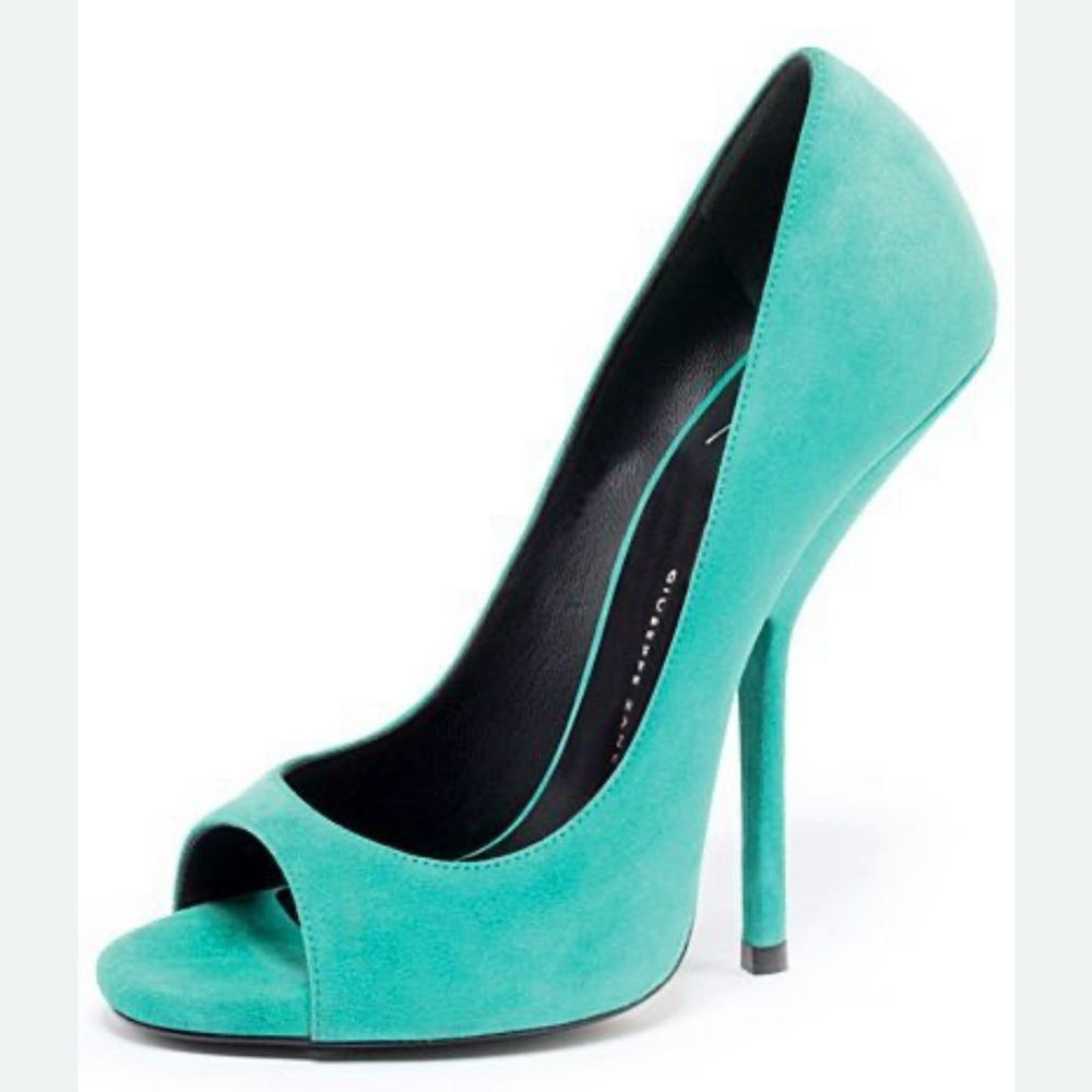 Giuseppe Zanotti, green suede heels 8.5